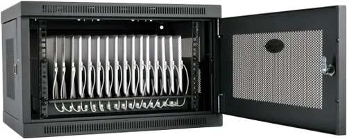 Vista 17 de Tripp Lite Estación de almacenamiento de carrito de carga móvil de CA de 21 puertos para Chromebooks, iPads, portátiles, tabletas, negro (CSC21AC)