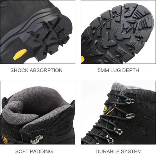 Vista 2 de CAMEL CROWN Botas de senderismo para hombre, de cuero auténtico