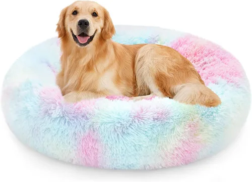 Vista 12 de NOYAL Cama Calmante en Forma de Rosquilla para Perros Pequeños a Medianos y Gatos - Cama de Mascotas de Felpa Sintética Anti-Ansiedad con Funda