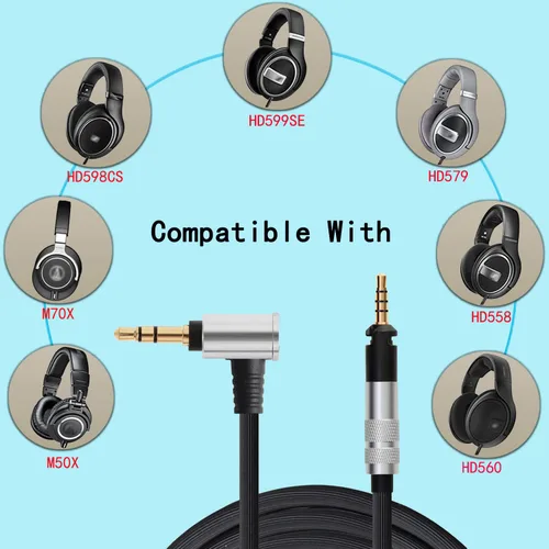 Vista 5 de Tiandirenhe Cable de repuesto actualizado de 0.138 in para auriculares Sennheiser HD518 HD519 HD558 HD569 HD579 HD598 HD598 HD599 CS SE SR, adecuado