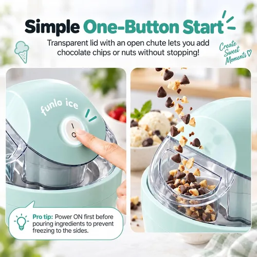 Vista 4 de FunloIceCream Maker, 1.5 cuartos de galón Mini máquina para hacer helados Azul
