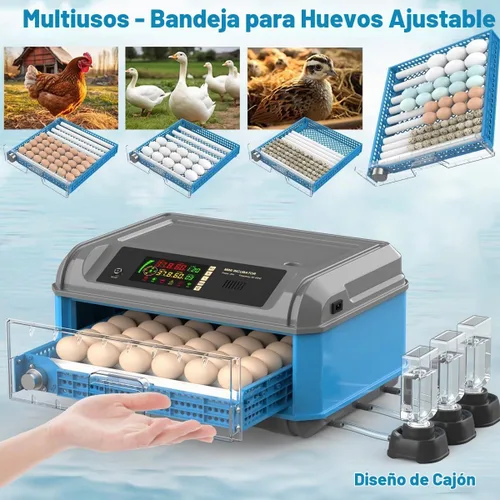 Vista 3 de Incubadora de huevos para incubar huevos, incubadora de huevos de pollo con giro automático de huevos, control de humedad, sistema de adición