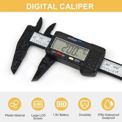 Vista 6 de Calibre digital, calibre Adoric de 0 a 6 pulgadas con pantalla LCD grande, función de apagado automático, herramienta de medición de conversión