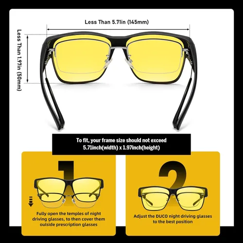 Vista 4 de DUCO Lentes de conducción de visión nocturna para hombres y mujeres, antirreflejos, polarizados, amarillos, lentes nocturnos, 8990Y, Lente de visión