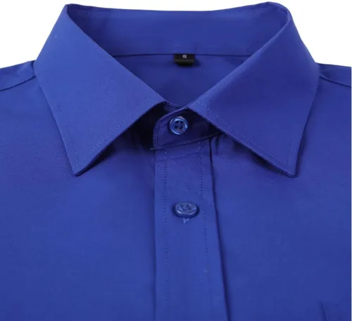 Vista 4 de corfty Camisa de vestir de manga larga para hombre, ajuste regular, elástica, sin arrugas, casual, con botones