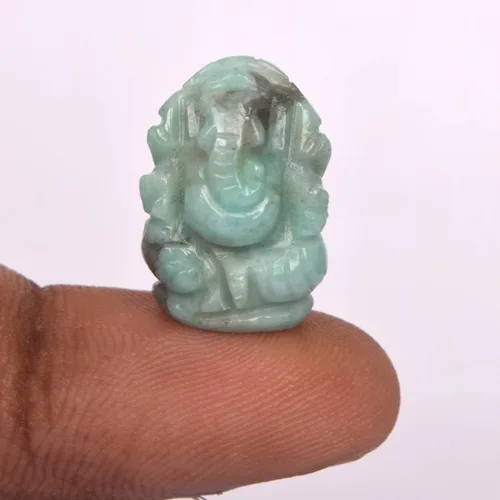 Vista 4 de GEMHUB Hecho a mano Ganesha elefante Dios estatua 15.00 Ct Escultura Escultura Verde Escultura Ganesh Figurilla Decoración EN-909