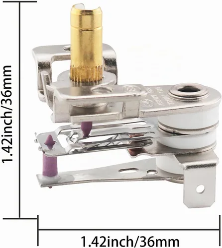 Vista 4 de Interruptor de control de temperatura ajustable de 1.42 x 1.42 pulgadas, termostato de calefacción eléctrica de metal, 16 A, 250 VCA para horno