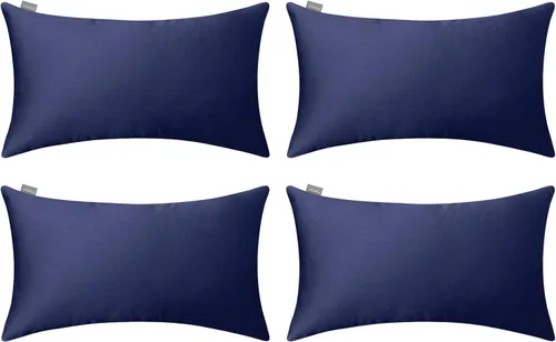 Vista 72 de Thmyo - Paquete de 4 fundas de almohada decorativas de 100 % algodón para lumbar, cómodas, sólidas, para Navidad/Halloween, fundas de cojín Blanco