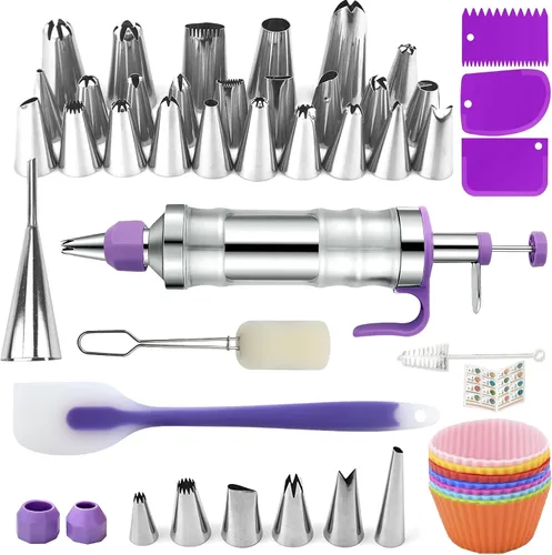 Vista 8 de Juego de jeringas para decoración de postres, kit de tuberías de glaseado, azul