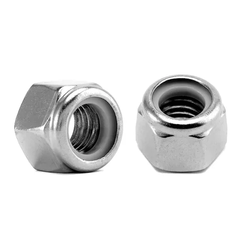 Vista 7 de Tuercas hexagonales de bloqueo con inserción de nailon 1/4-20, 100 piezas, tuercas hexagonales de bloqueo de acero inoxidable 304, accionamiento