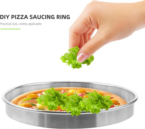 Vista 9 de BESTonZON Anillo de cocina para salsa de pizza de 6.88 pulgadas, herramienta para hornear de acero inoxidable con borde profundo para untar salsa