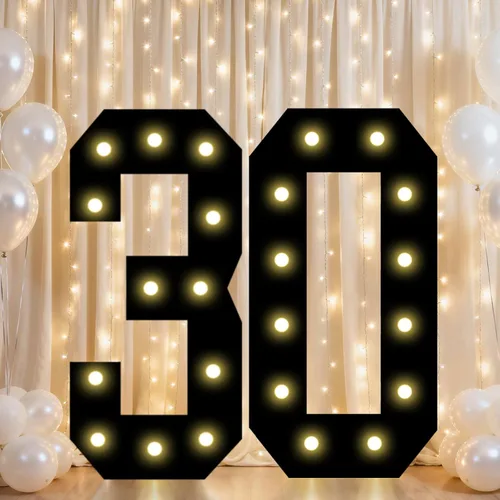 Vista 88 de Pooqla - Números iluminados negros, decoraciones de cumpleaños 50 para hombres Number 50