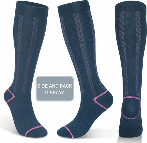 Vista 5 de FULLSOFT Calcetines de compresión graduados médicos de 30-40 mmHg para mujeres y hombres, calcetines de circulación hasta la rodilla, calcetines