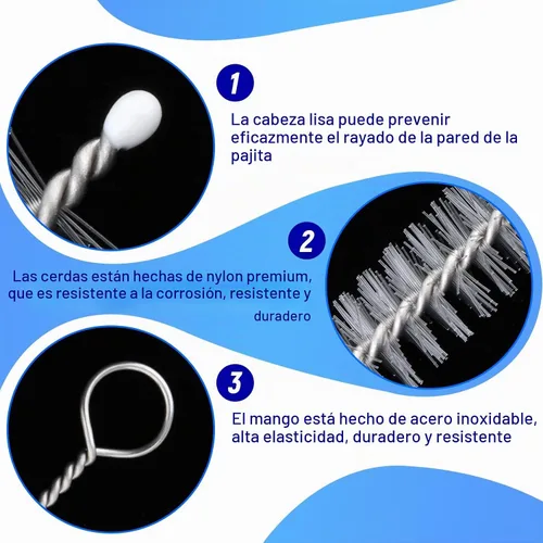 Vista 5 de Kit de limpiador de pajitas, 50 cepillos limpiadores reutilizables para popotes, cepillo de limpieza para biberón, taza para beber, botella de agua