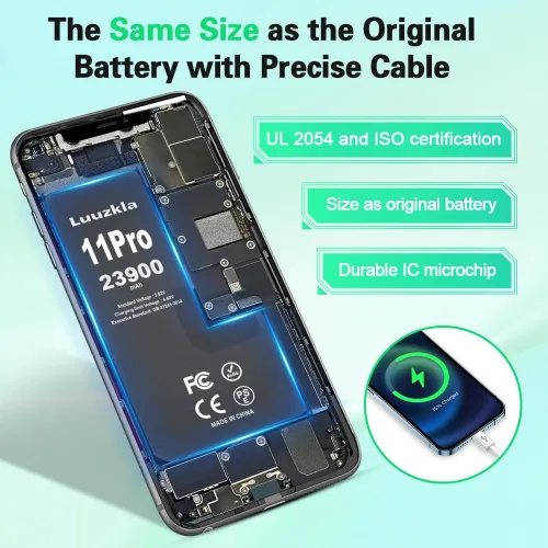 Vista 4 de Batería de 23900 mAh compatible con iPhone 11 PRO, nueva actualización, repuesto de batería de gran capacidad, compatible con iPhone 11 Pro
