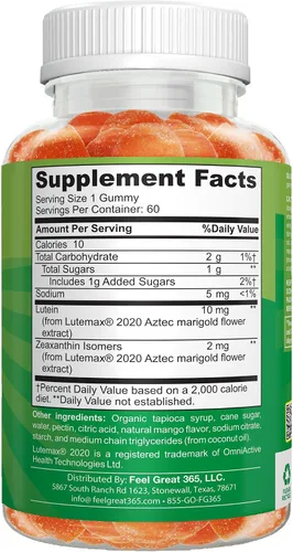 Vista 7 de Feel Great Kids - Vitaminas gomosas para ojos Vitaminas esenciales para los ojos luteína y zeaxantina Vitaminas veganas para ojos con sabor a
