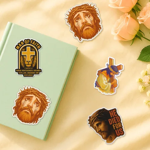 Vista 39 de (4 piezas) Calcomanías cristianas – Calcomanías de vinilo impermeables con versículo de la Biblia para laptop, botella de agua, automóvil