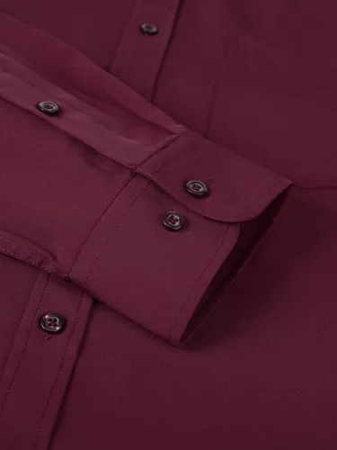 Vista 61 de corfty Camisa de vestir de manga larga para hombre, ajuste regular, elástica, sin arrugas, casual, con botones