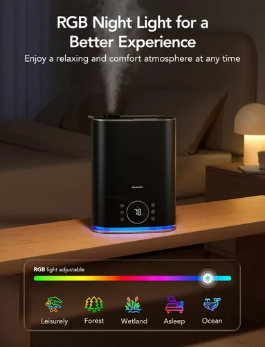 Vista 6 de GoveeLife Humidificadores de 7L para Dormitorio, Humidificador Inteligente de Relleno Superior de Niebla Fría y Cálida para Habitación Grande, Modo