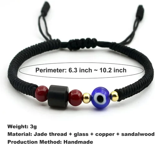 Vista 4 de 2 pulseras de mal de ojo hechas a mano ajustables de cuerda roja de la cábala, protección de la suerte, pulseras a juego para parejas, amantes