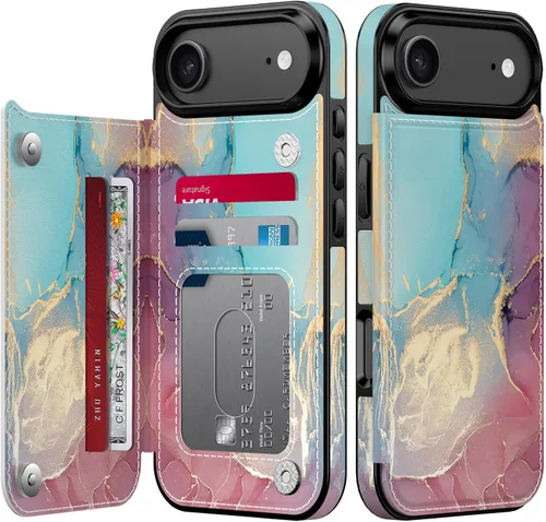 Vista 89 de LETO para iPhone 15 Pro Funda tipo cartera - Tapa tipo folio con patada - Diseños de moda - Tarjetero - Funda protectora para mujeres y niñas - 6.1