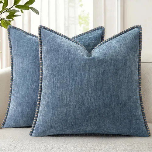 Vista 23 de decorUhome Juego de 2 fundas de almohada de felpilla suave y acogedora de otoño de 12 x 12 pulgadas, fundas decorativas modernas de terciopelo Aqua