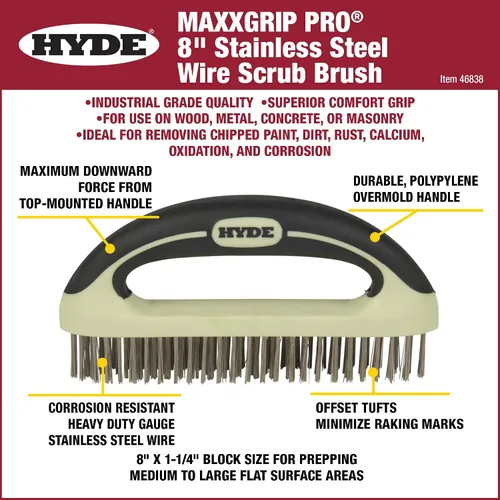 Vista 2 de Hyde 46838 MAXXGRIP PRO - Cepillo de alambre, 8 pulgadas, color beige