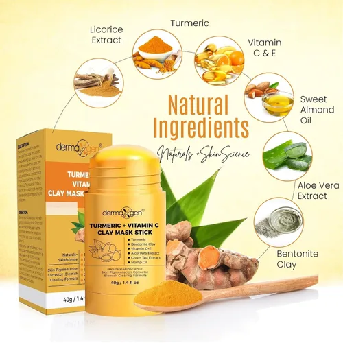 Vista 7 de Mascarilla de arcilla orgánica con vitamina C – Mascarilla facial de arcilla desintoxicante para cicatrices de acné y limpieza de poros – Limpia