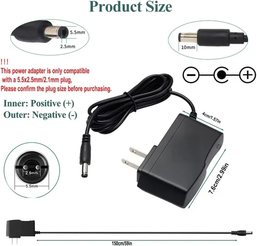 Vista 3 de Fuente de alimentación DC 12V 0.5A Adaptador de CA de 6 W 100-240V 50-60Hz a CC 12Volt 0.5A Adaptador de corriente Transformador DC 12V Cable