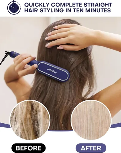 Vista 4 de Handor Cepillo alisador de cabello Pro Ionic para mujer, 9 ajustes de temperatura con pantalla LED, calor rápido de cerámica Hot Tech, 250°F-410°F