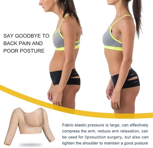 Vista 6 de BRABIC Modeladora de la parte superior del brazo postquirúrgico, mangas de compresión más delgadas, corrector de postura, moldeadora para mujer