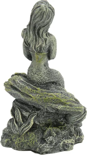 Vista 3 de LIANGLIDE Estatua decorativa de resina de princesa, hermosa decoración de peces para decoraciones de acuario