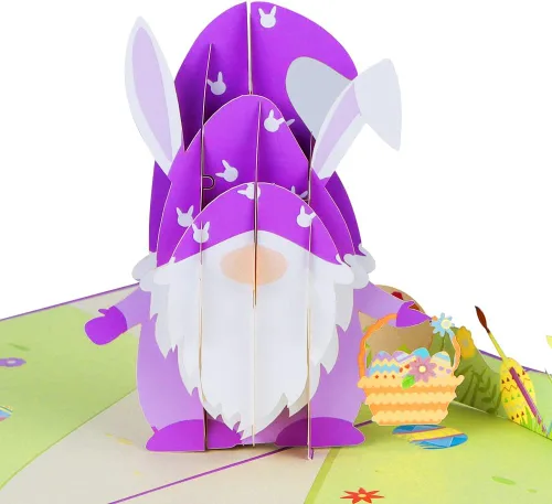 Vista 8 de D4DREAM Tarjeta desplegable de Pascua con sobre, 6 x 8 pulgadas, cesta de huevos de Pascua 3D, tarjeta de felicitación de conejo, ramo de flores