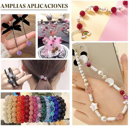 Vista 3 de Beadthoven - 100 cuentas de diamantes de imitación de arcilla de 0.394 pulgadas para la fabricación de joyas, cuentas de bola de disco de cristal