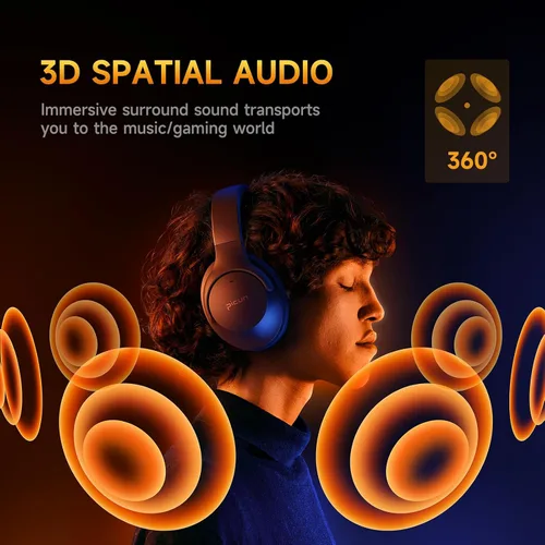 Vista 4 de Picun Auriculares inalámbricos para juegos con cancelación activa de ruido, auriculares Bluetooth de 2.4 GHzBluetooth con micrófono desmontable