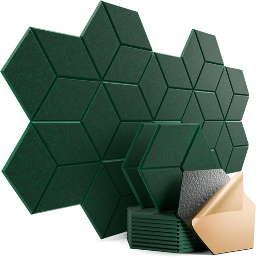 Vista 163 de Paquete de 12 paneles acústicos autoadhesivos de 12 x 10 x 0.4 pulgadas, paneles de espuma a prueba de sonido con alta densidad, elegante diseño