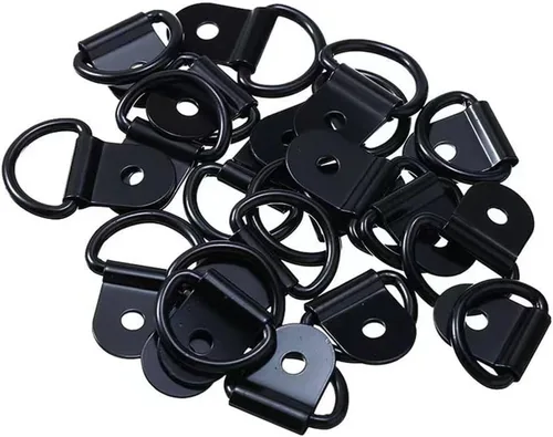 Vista 5 de Anillos en D negros de anclaje, anillos de amarre en D, para auto, camión, remolque, carga, RV, barcos (Negro 18 piezas)