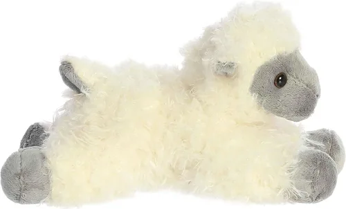 Vista 3 de Aurora® - Adorable Mini Flopsie™ oveja de cara negra de peluche - Animal de peluche, facilidad para jugar, compañero eterno - Blanco, 8 pulgadas
