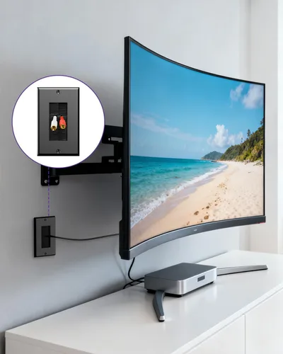 Vista 5 de VCE Placa de pared con cepillo 10 unidades, inserción para pasar cables de bajo voltaje, cubierta de salida de cable de una sola palanquita, gestión