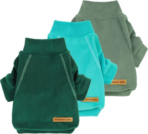 Vista 15 de Fitwarm Paquete de 3 suéteres clásicos de forro polar para perro, ropa de invierno para perros pequeños y niñas, sudadera de cuello alto para perro