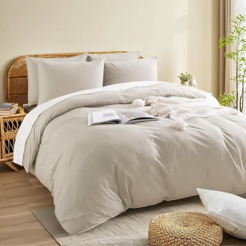 Vista 199 de NEXHOME PRO Funda de edredón Twin XL 100% algodón lavado, transpirable, duradera, texturizada, similar al lino, juego de ropa de cama para el hogar