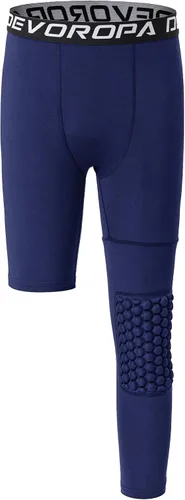 Vista 25 de DEVOROPA Youth Boys' Compression Pants with Knee Pads 3/4 Basketball Athletic Tights Quick Dry Sports Workout Leggings Negro