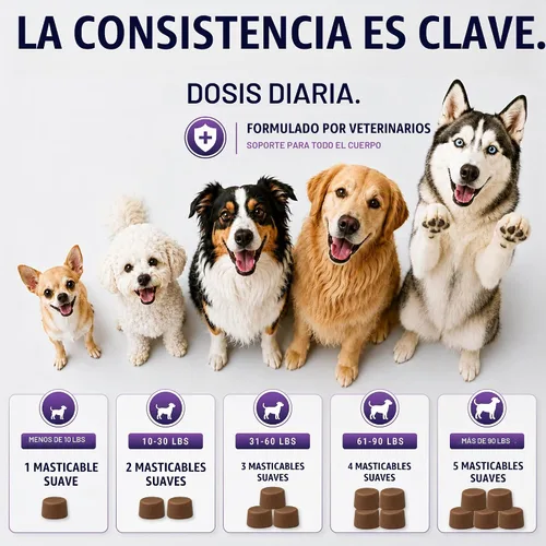 Vista 7 de Vitaminas y suplementos para perros 25 en 1, masticables multivitamínicos