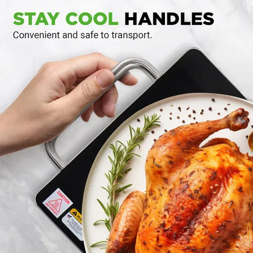 Vista 4 de NutriChef - Charola para conservar los alimentos calientes. Plato caliente para alimentos con vidrio resistente que irradia calor