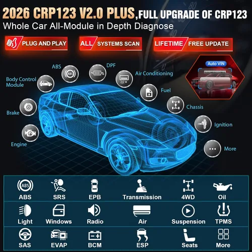Vista 3 de LAUNCH CRP123 V2.0 Plus [Nuevo Modelo 2026] Herramienta de escaneo de todos los sistemas con 3 servicios de aceite de restablecimiento/reaprendizaje