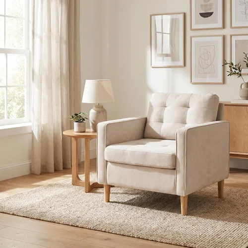 Vista 9 de STHOUYN Sillas decorativas tapizadas modernas de mediados de siglo con brazos para sala de estar, cómoda silla de lectura para dormitorio