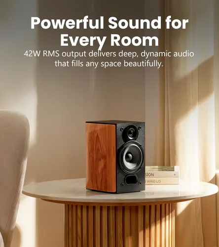 Vista 2 de Edifier R1380T Altavoces alimentados para estanterías, monitores de campo cercano activos estéreo 2.0, altavoz de monitor de estudio, 42 vatios RMS