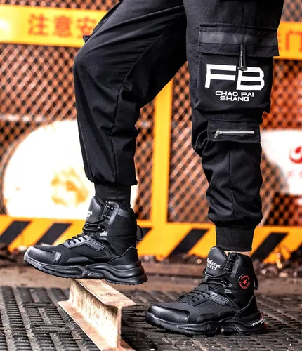 Vista 7 de ORISTACO Botas de acero con punta de trabajo de seguridad de tela ligera construcción zapatillas