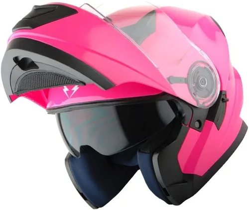 Vista 9 de 1Storm Nuevo Casco Modular de Motocicleta con Visera Dual Cara Completa y Luz Trasera LED Recargable: Modular901 Fibra de Carbon Negro