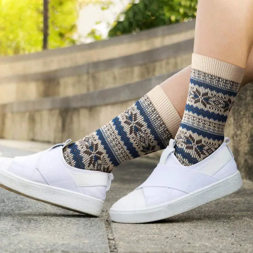 Vista 5 de Gonii Calcetines de lana para mujer, calcetines acogedores y cálidos para invierno con absorción de humedad